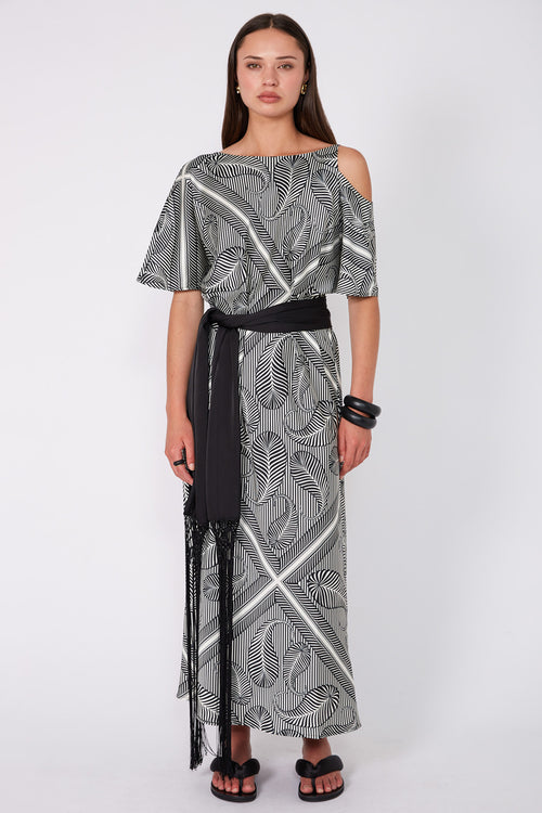 informed dress / ivory|black