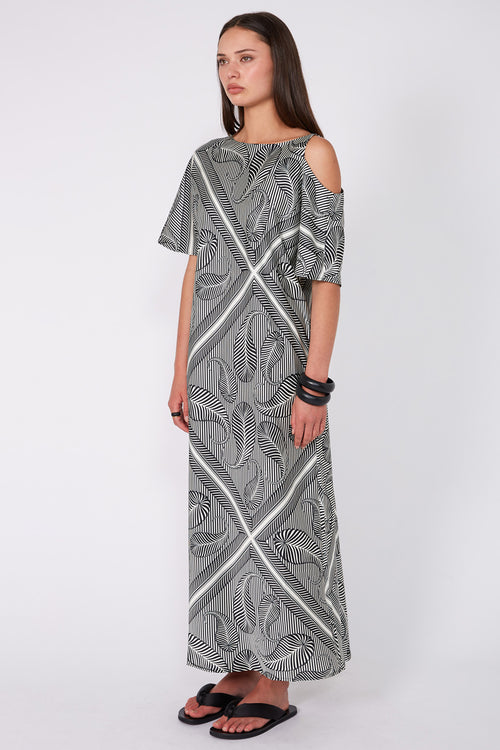 informed dress / ivory|black