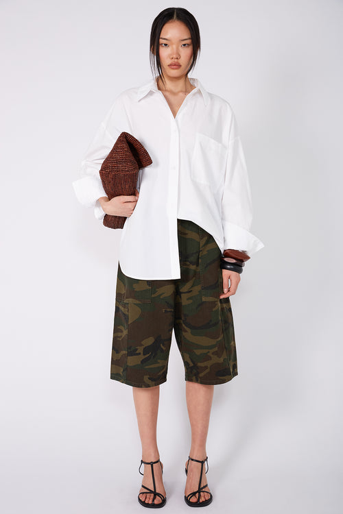 inquiry denim short / khaki camo denim
