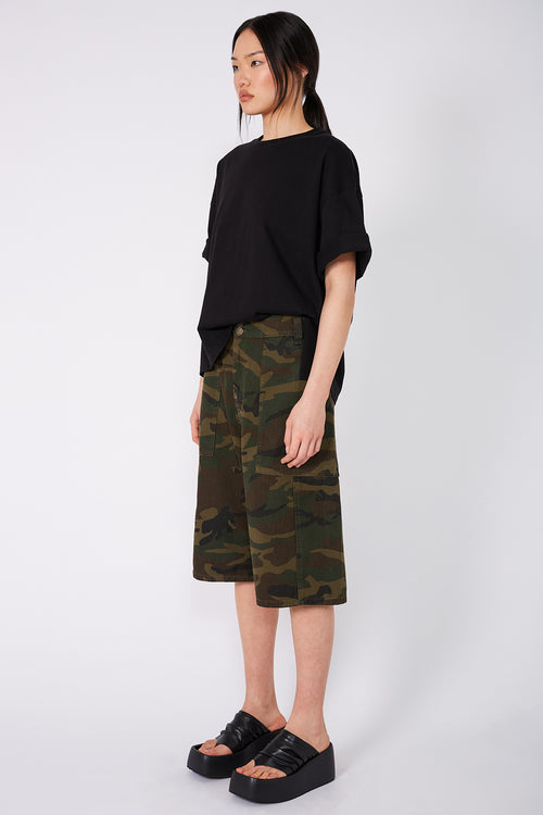 inquiry denim short / khaki camo denim