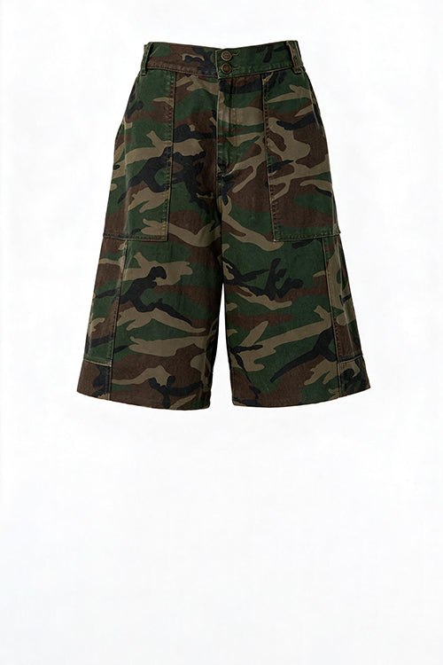 inquiry denim short / khaki camo denim