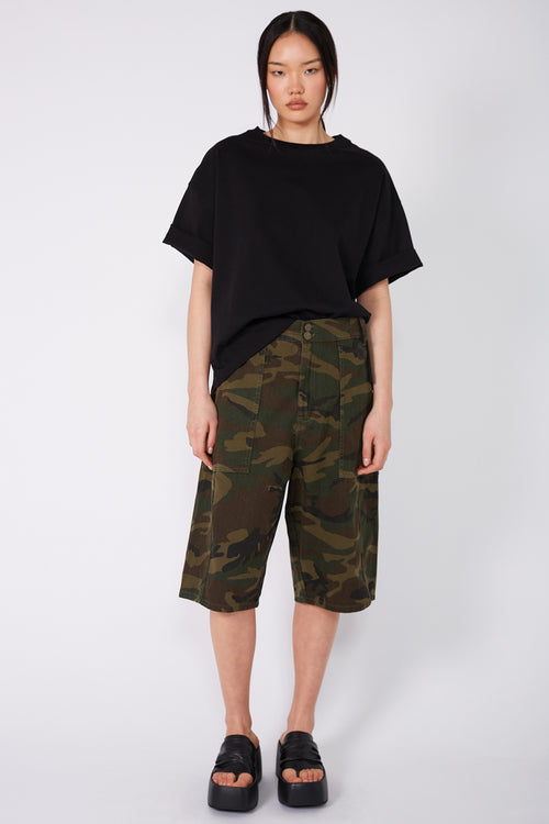 inquiry denim short / khaki camo denim