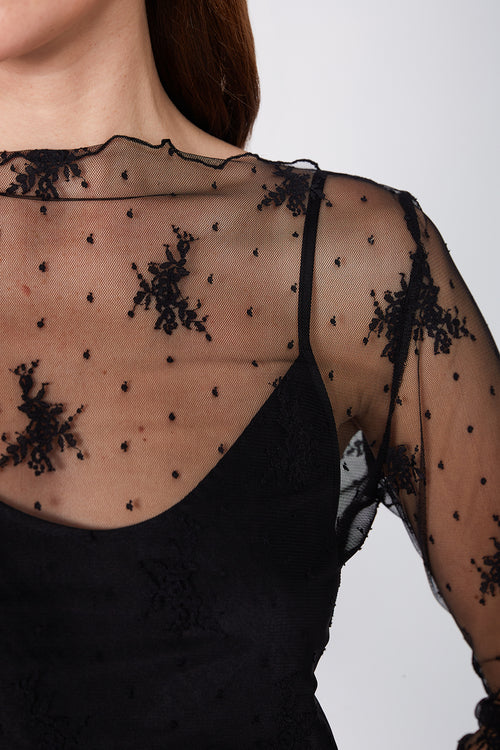 lace mesh boat skin / black