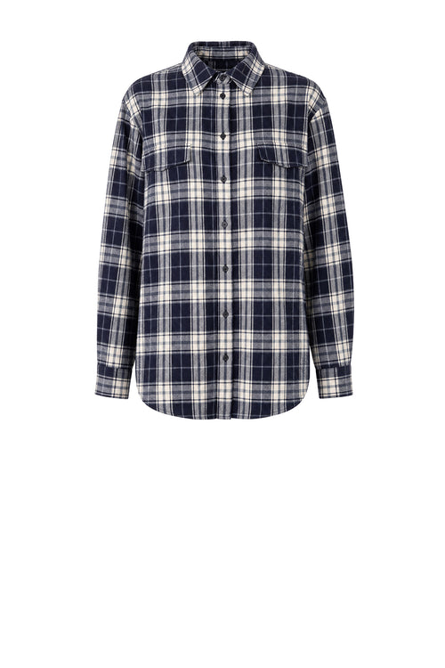 latching shirt / navy | ecru plaid