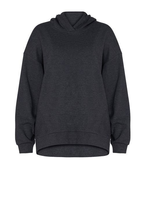line hooded sweat / dark charcoal marle