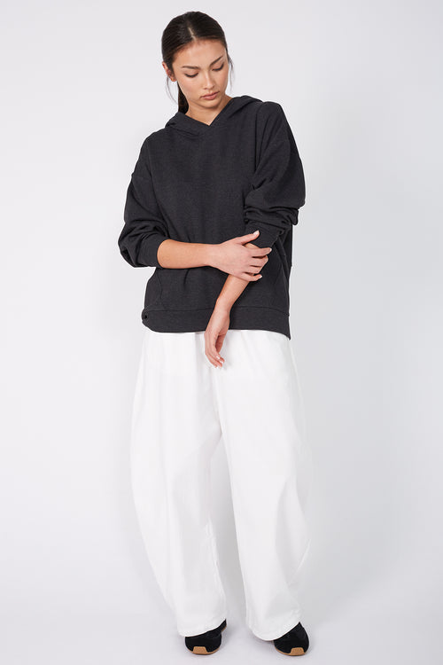line hooded sweat / dark charcoal marle