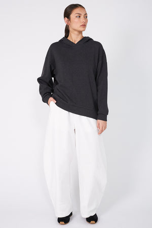 line hooded sweat / dark charcoal marle