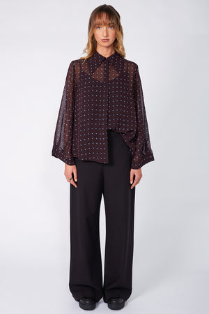 locked shirt / aubergine blue spot