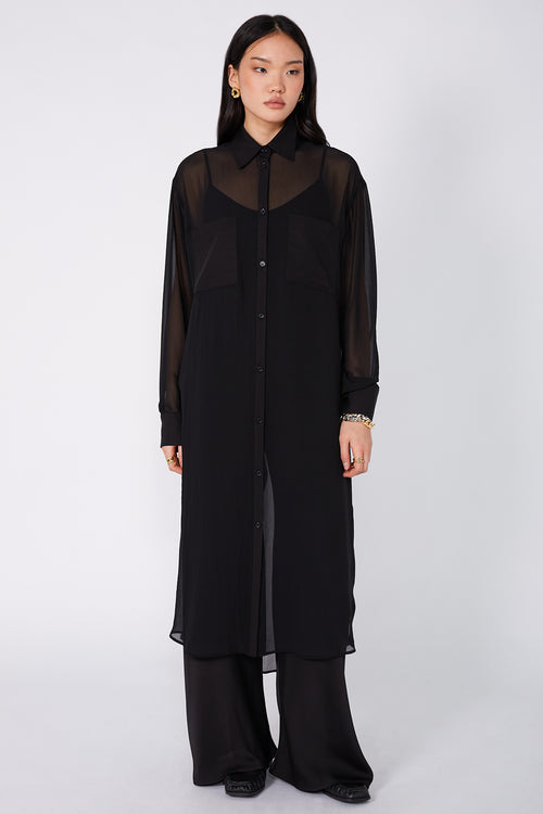 lucent shirt dress / black