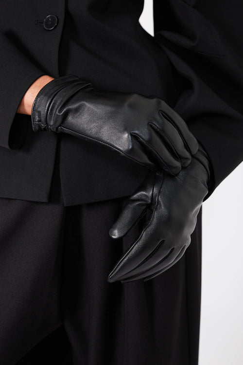 luxe leather gloves / black