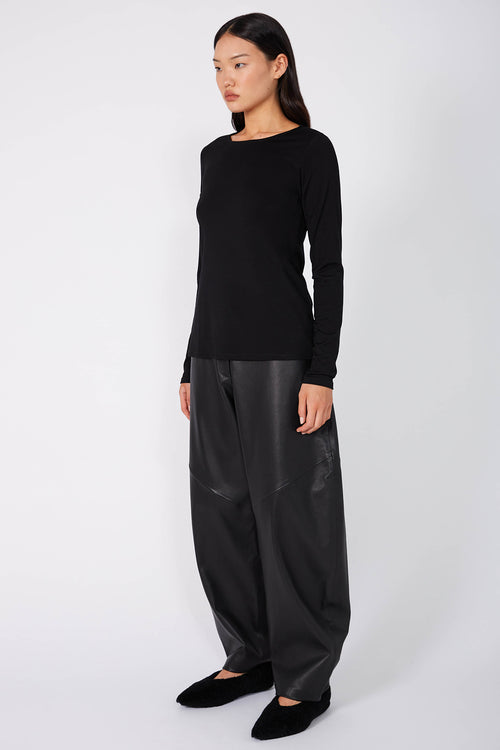 merino crew top / black