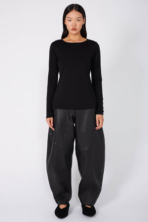 merino crew top / black