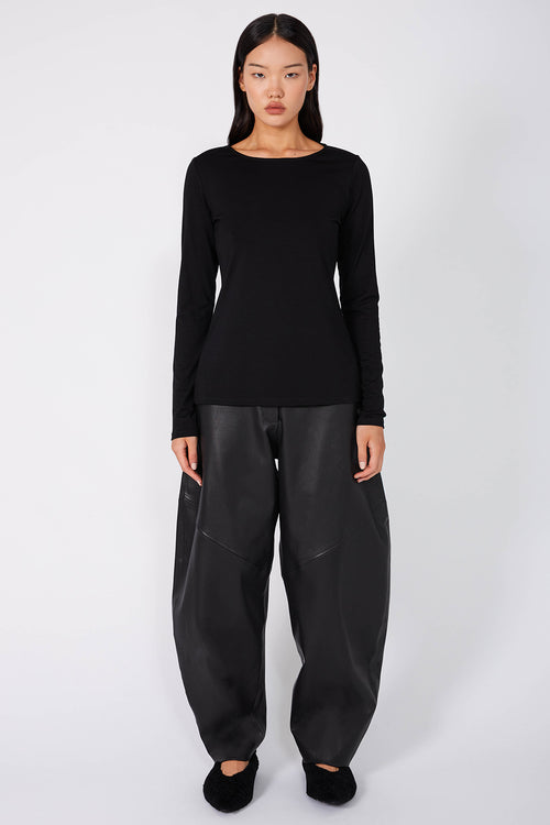merino crew top / black