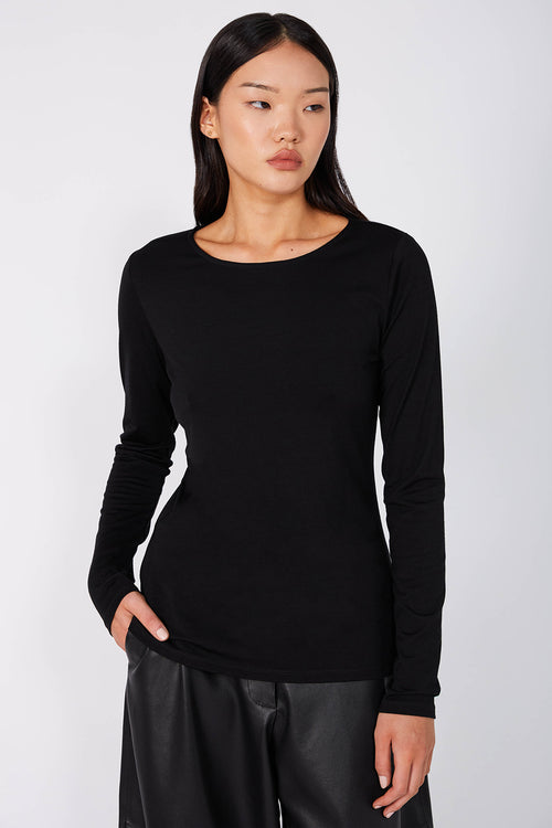 merino crew top / black