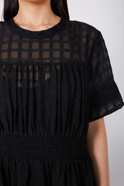 minute dress / black sheer check