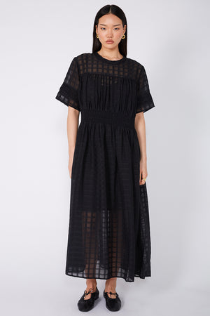 minute dress / black sheer check