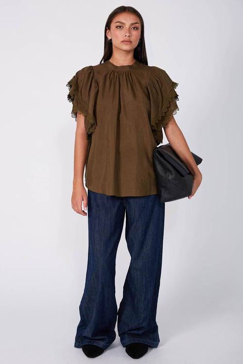 mirror short sleeve top / toffee