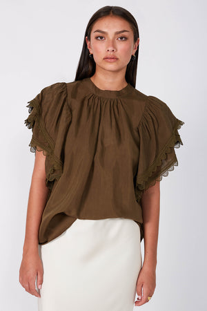 mirror short sleeve top / toffee