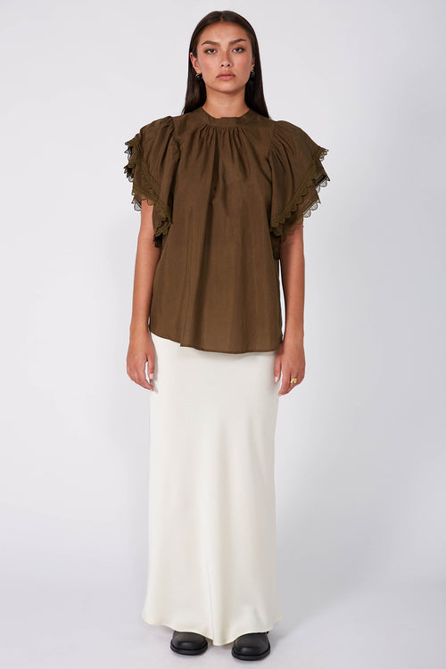 mirror short sleeve top / toffee