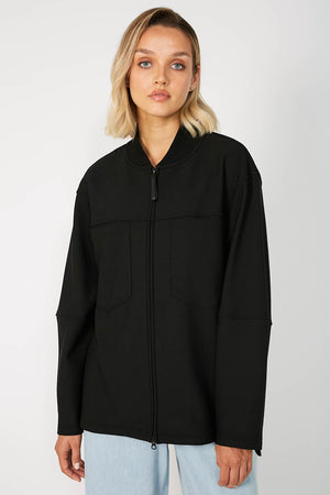 alloy bomber shacket / black