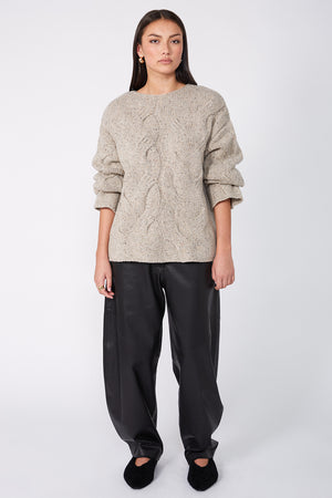 corded cable sweater / mist nude fleck