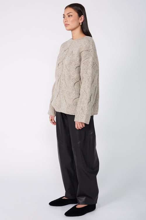 corded cable sweater / mist nude fleck