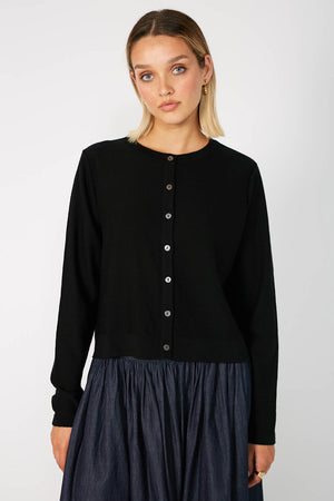 crisp cardi / black merino