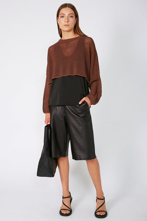 croppy crochet sleeve / chocolate brown