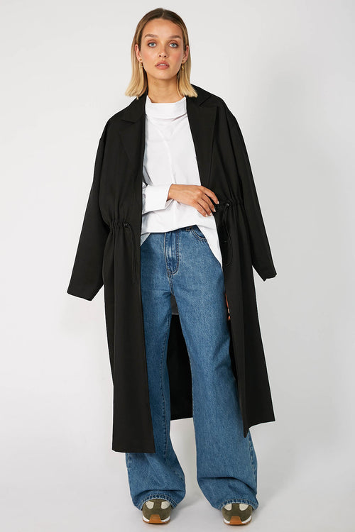 funnelled overshirt / white