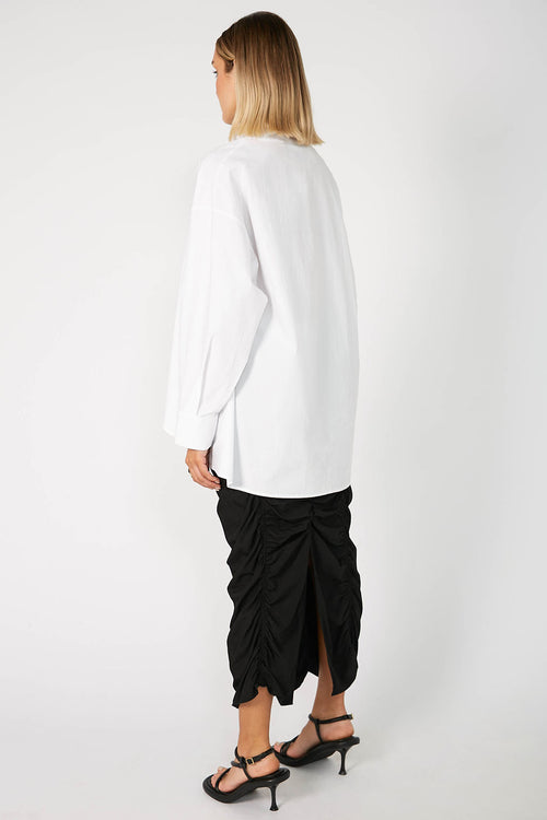 funnelled overshirt / white