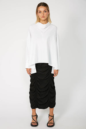 funnelled overshirt / white