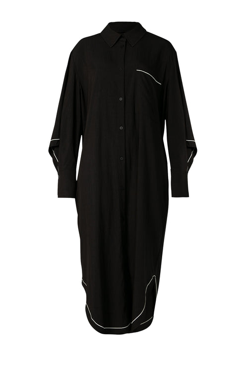 inverse shirt dress / black|ecru contrast