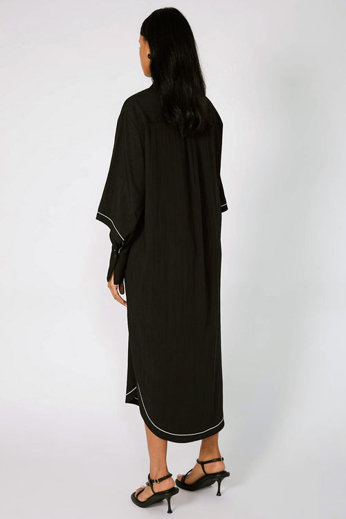 inverse shirt dress / black|ecru contrast