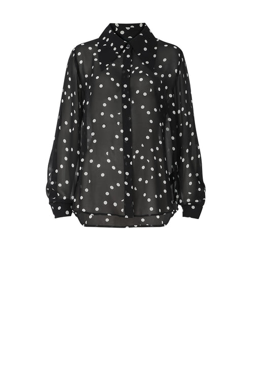 locked shirt / black|white polka dot