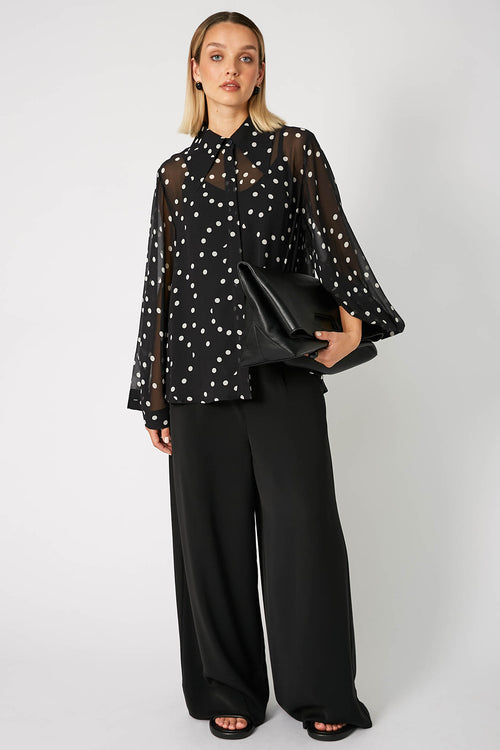 locked shirt / black|white polka dot