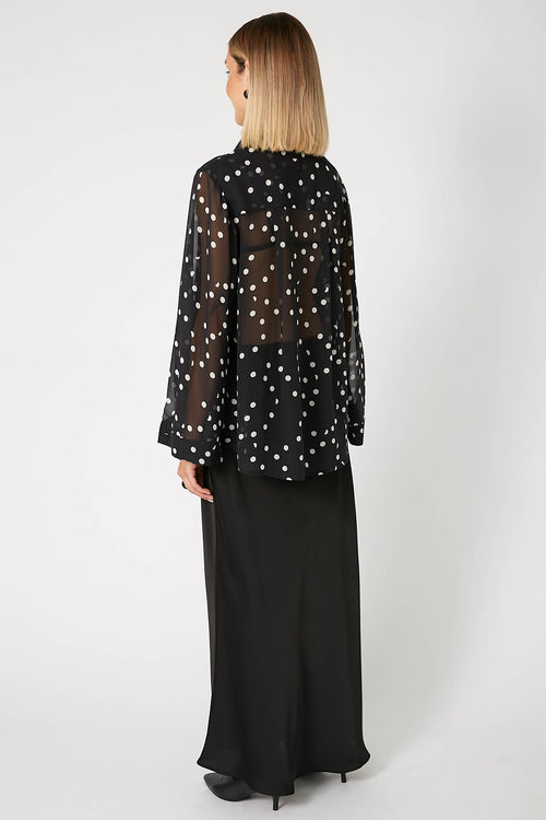 locked shirt / black|white polka dot