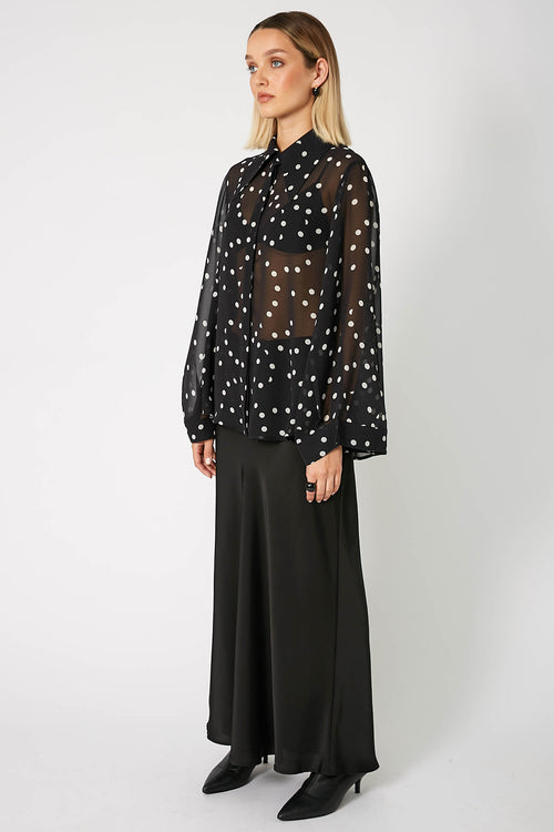 locked shirt / black|white polka dot