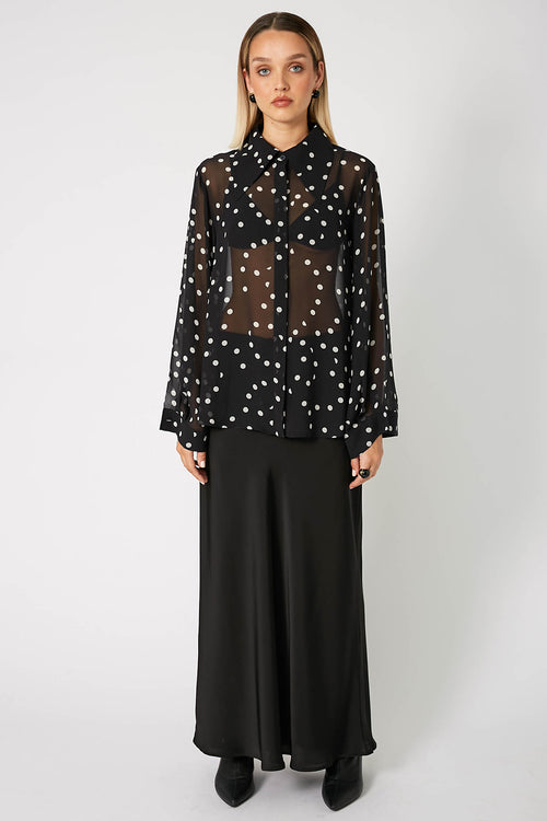 locked shirt / black|white polka dot