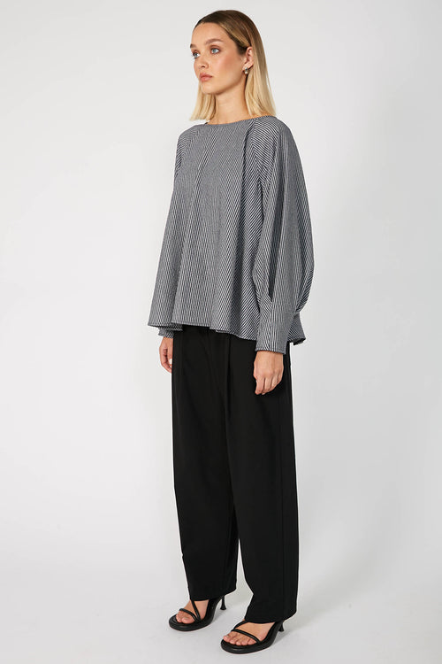 raven top / denim blue|white stripe