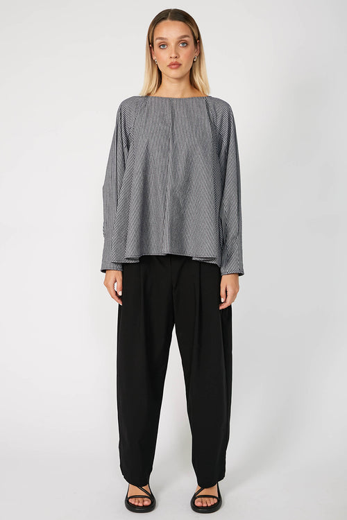 raven top / denim blue|white stripe