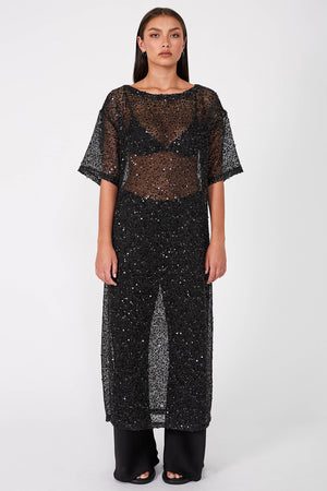 shimmered maxi dress / black shimmer