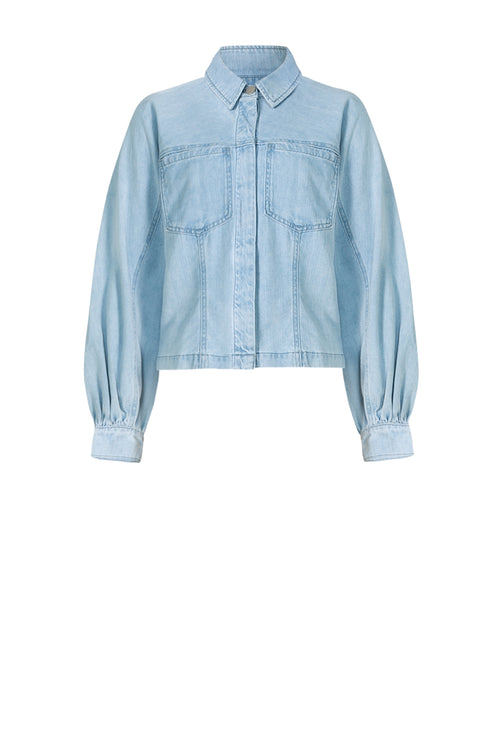 respite crop denim jacket / faded blue denim