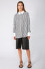 untold contrast oversize shirt / chocolate black|white stripe