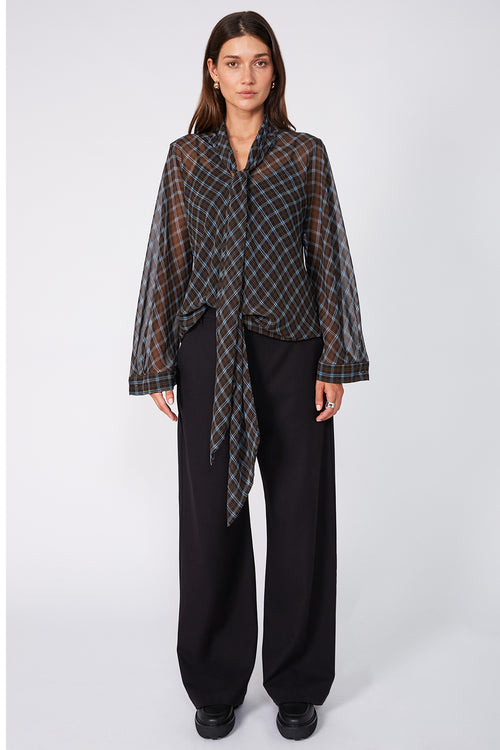 onsen bias top / chocolate plaid