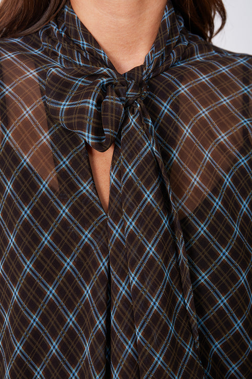 onsen bias top / chocolate plaid