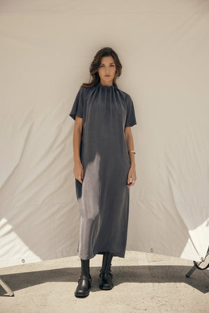 overview midi dress / steel blue