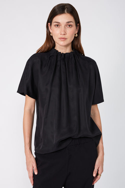 overview short sleeve top / black