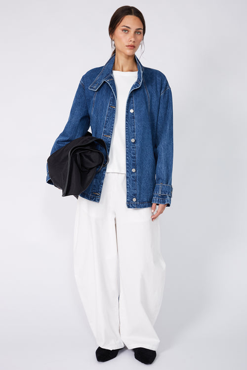 pilot denim jacket / vintage blue stonewash