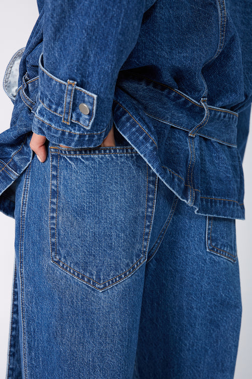pilot denim jacket / vintage blue stonewash