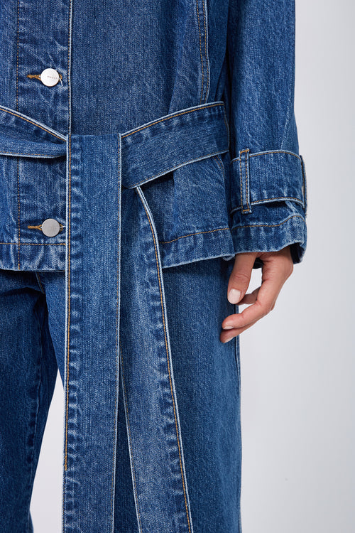pilot denim jacket / vintage blue stonewash